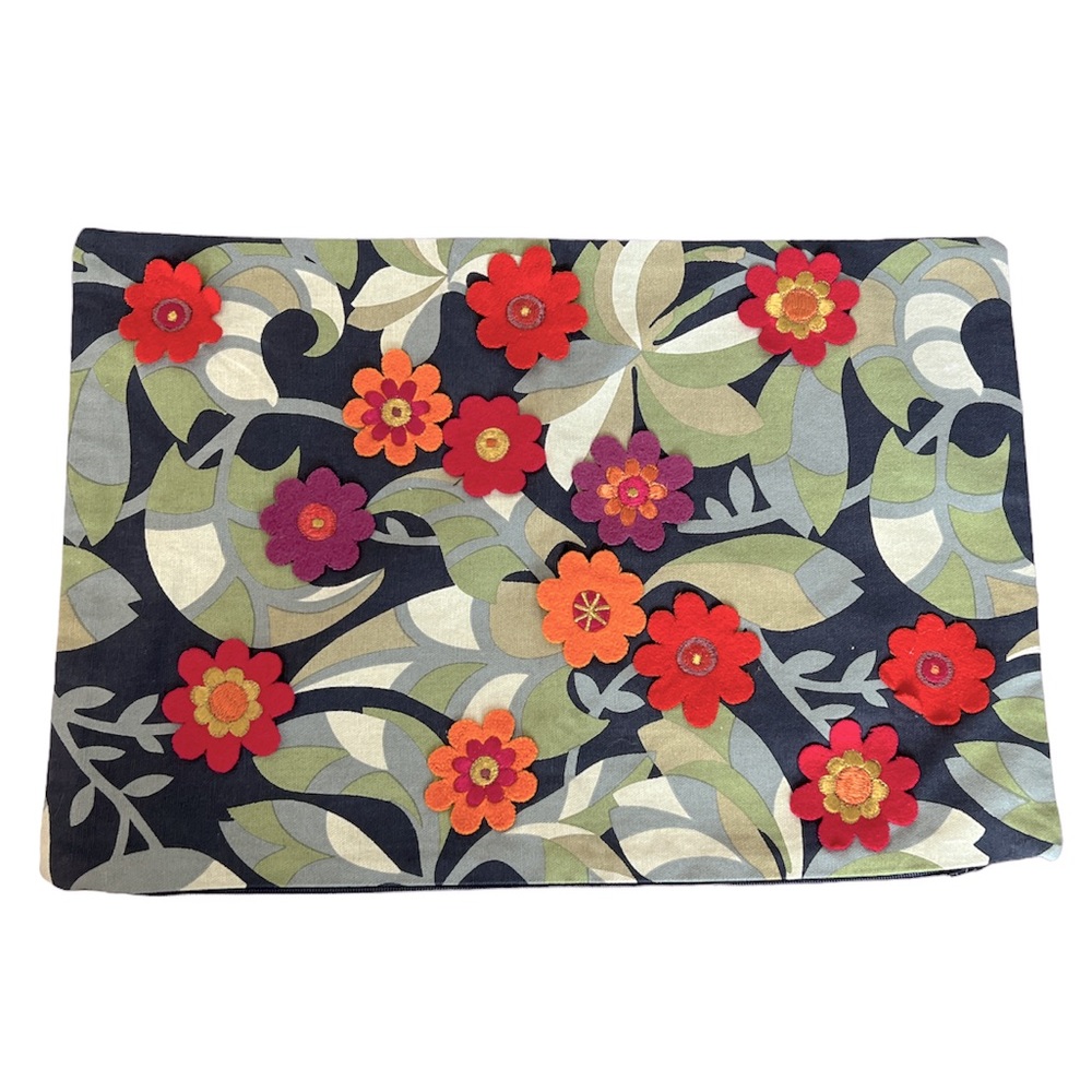 Crate Barrel Mariza pillow cover 12x18โ floral appliquรฉs embroidery Neโฆ